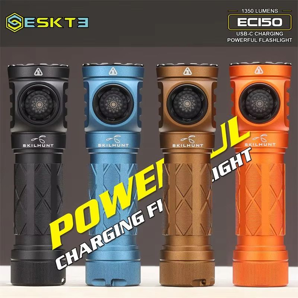 Skilhunt EC150 USBC Rechargeable LED Flashlight  1350 Lumens Mini Torch With AA And 14500 Battery C 4