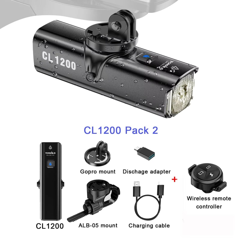 TOWILD CL1200 Smart Bike Headlight 1200 Lumen USBC Rechargeable Bicycle Light With Remote Control 11