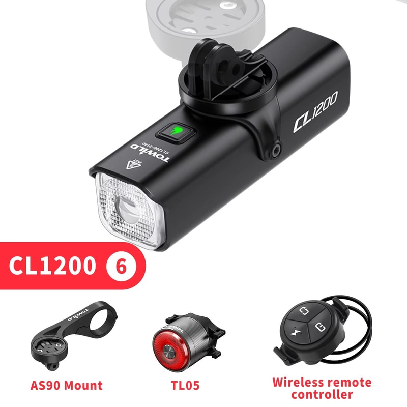 TOWILD CL1200 Smart Bike Headlight 1200 Lumen USBC Rechargeable Bicycle Light With Remote Control 14