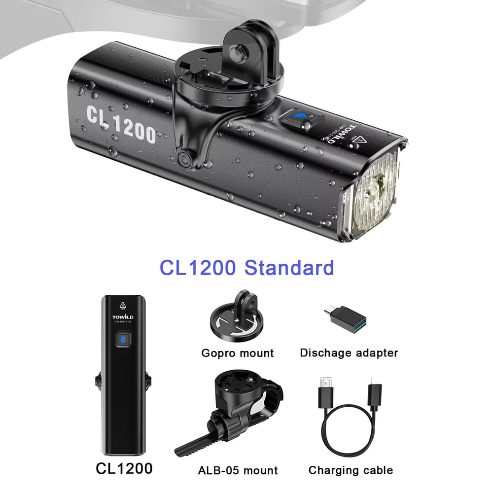 TOWILD CL1200 Smart Bike Headlight 1200 Lumen USBC Rechargeable Bicycle Light With Remote Control 6