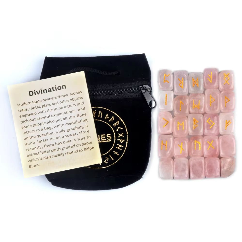 25Piece Natural Rune Stones Set  Engraved Healing Crystals For Divination FortuneTelling  Spiritual 10