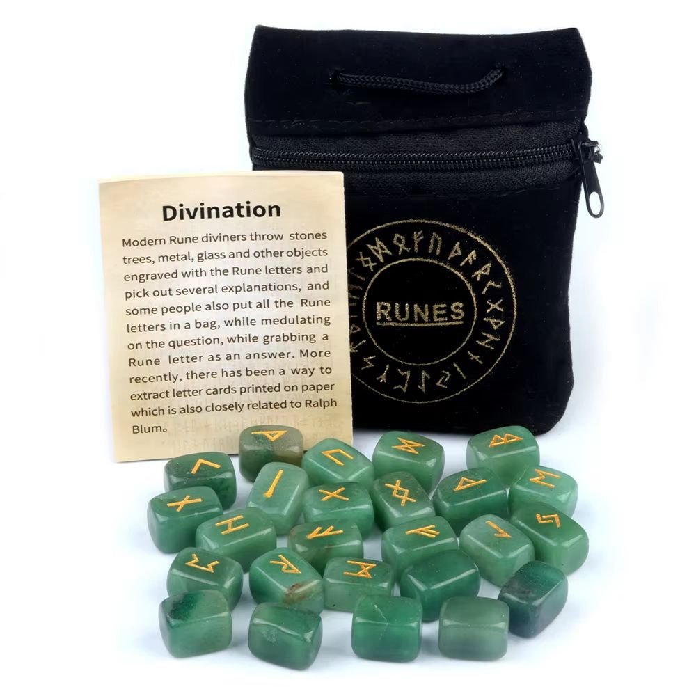 25Piece Natural Rune Stones Set  Engraved Healing Crystals For Divination FortuneTelling  Spiritual 4