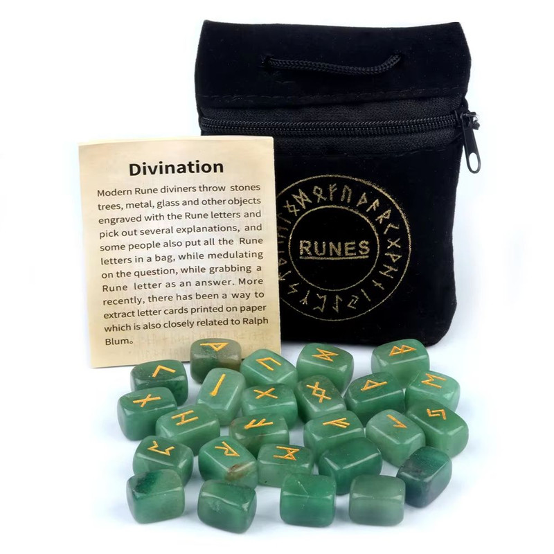 25Piece Natural Rune Stones Set  Engraved Healing Crystals For Divination FortuneTelling  Spiritual 4