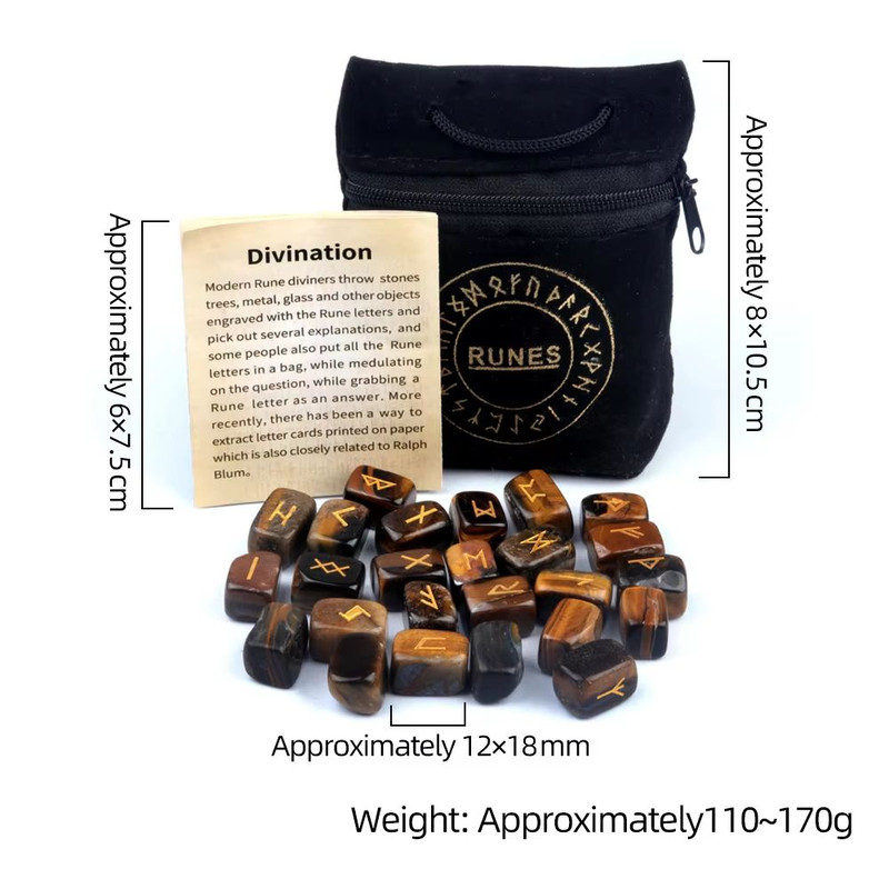 25Piece Natural Rune Stones Set  Engraved Healing Crystals For Divination FortuneTelling  Spiritual 5