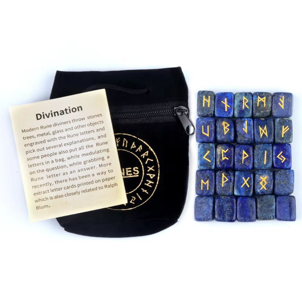 25Piece Natural Rune Stones Set  Engraved Healing Crystals For Divination FortuneTelling  Spiritual 15