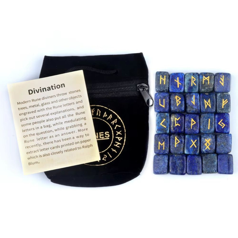 25Piece Natural Rune Stones Set  Engraved Healing Crystals For Divination FortuneTelling  Spiritual 15