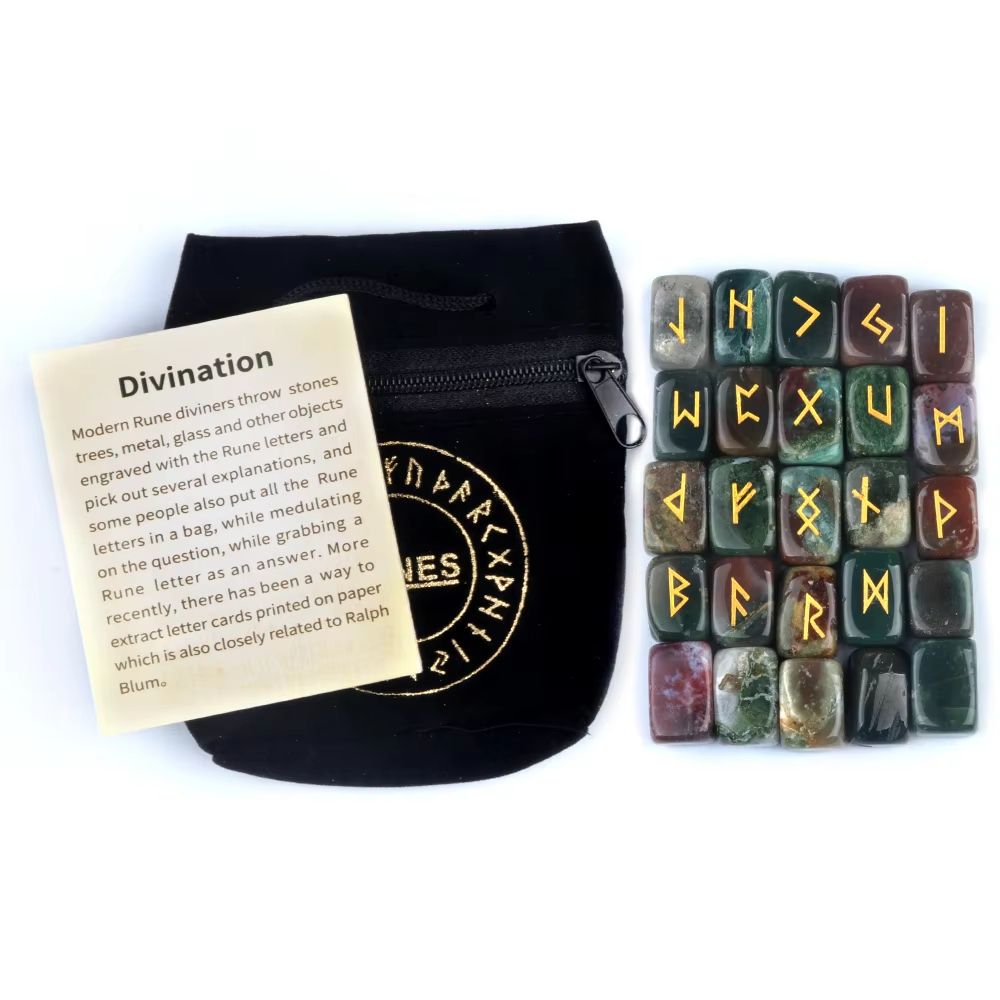 25Piece Natural Rune Stones Set  Engraved Healing Crystals For Divination FortuneTelling  Spiritual 19