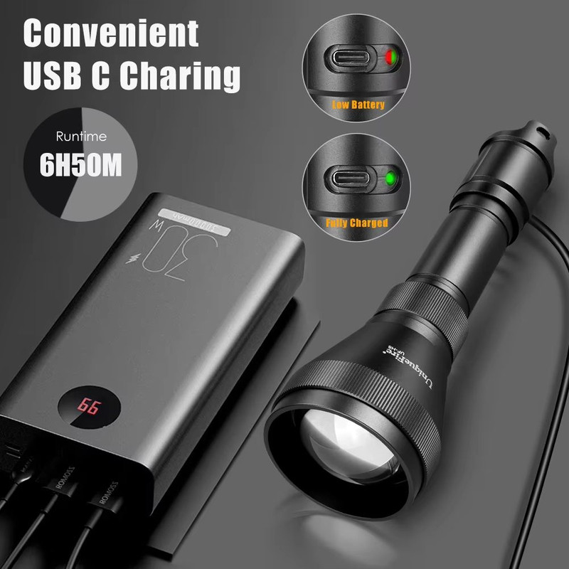 UniqueFire H5 Red Light Flashlight  Rechargeable Zoomable LED Torch With Dimmer Switch  USBC For Ou 4