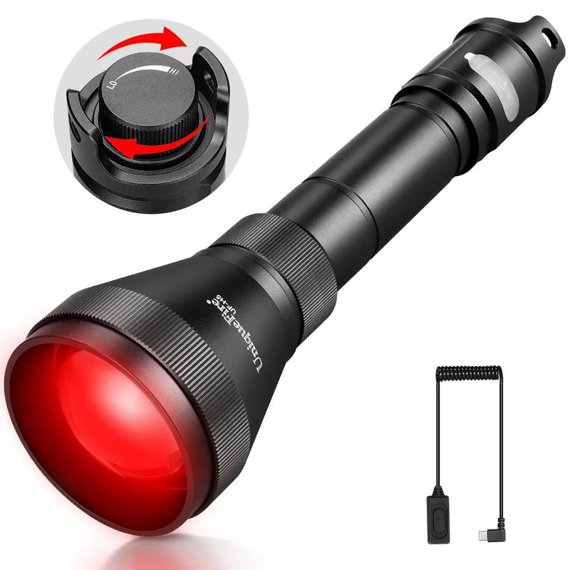 UniqueFire H5 Red Light Flashlight  Rechargeable Zoomable LED Torch With Dimmer Switch  USBC For Ou 8