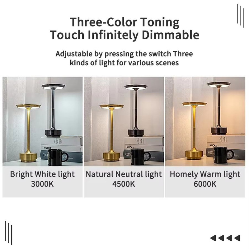 Rechargeable Wireless Table Lamp  Touch Control USBC Bedside Light For Bedroom Desk And Camping 1