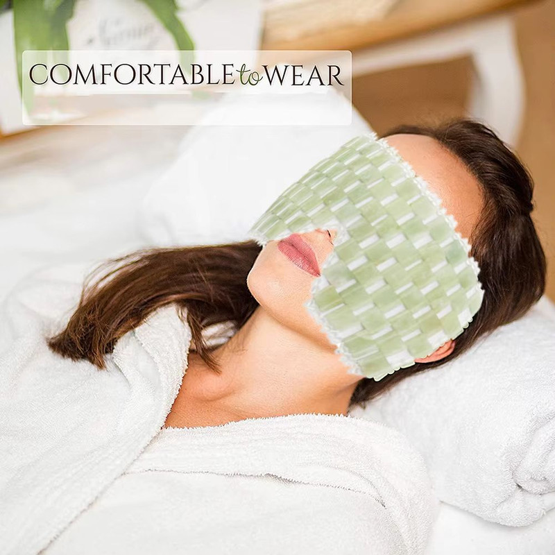 Jade Eye Mask For Facial Care  Cooling Stone Beads Spa Massager For AntiAging  Relaxation 1