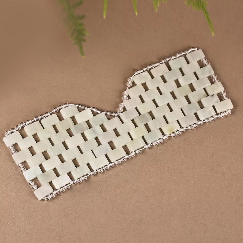 Jade Eye Mask For Facial Care  Cooling Stone Beads Spa Massager For AntiAging  Relaxation 6