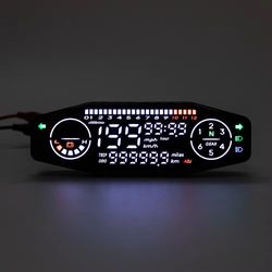 12v universal motorcycle digital speedometer – lcd display speed meter with led oil gauge & tachometer