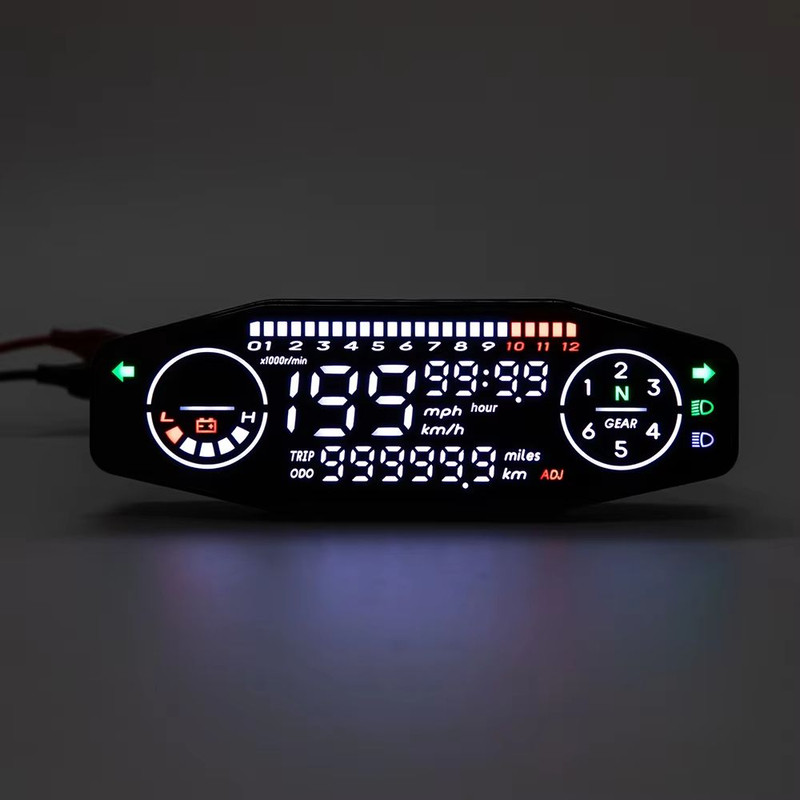 12V Universal Motorcycle Digital Speedometer LCD Display Speed Meter With LED Oil Gauge Tachomete 0