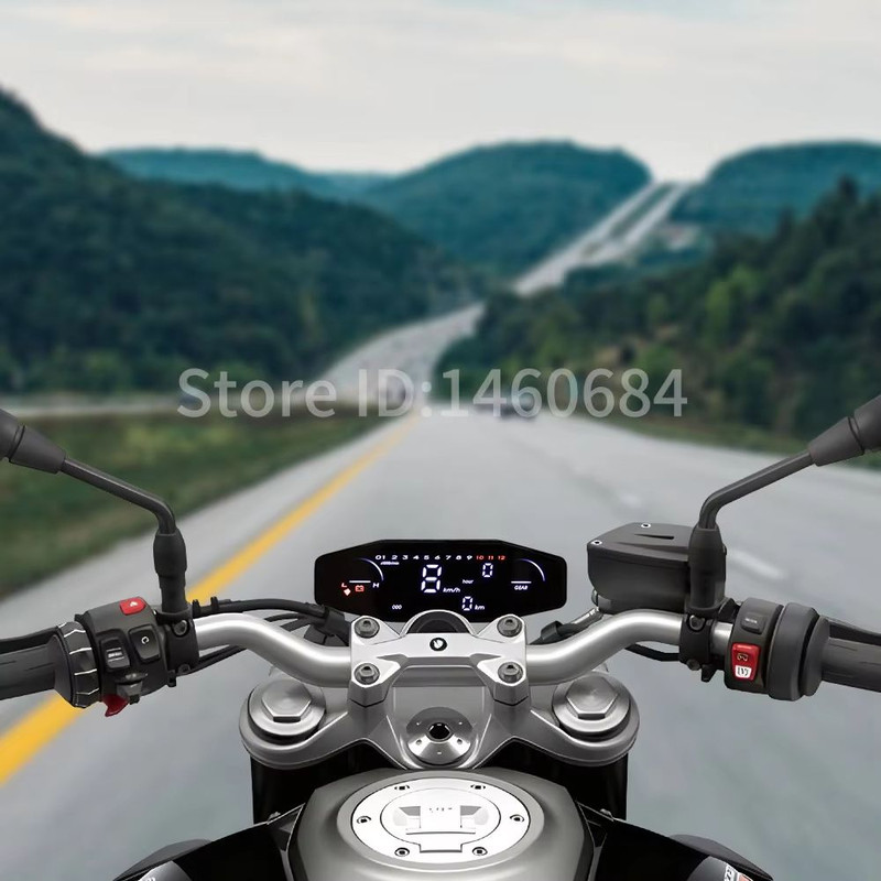 12V Universal Motorcycle Digital Speedometer LCD Display Speed Meter With LED Oil Gauge Tachomete 2