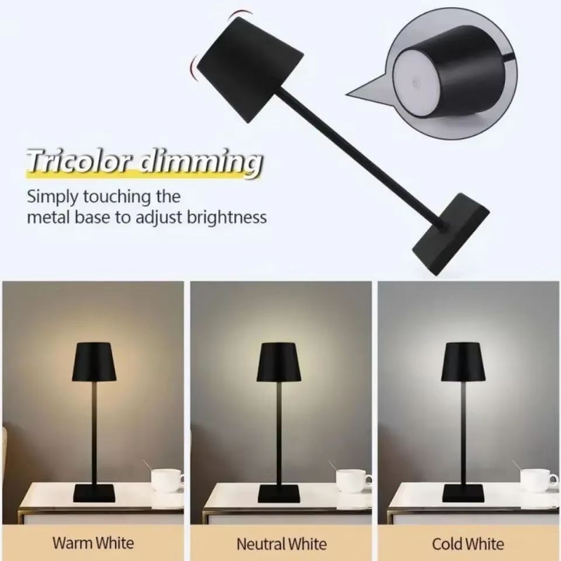 Cordless USB Rechargeable Table Lamp  Waterproof Touch Control Poldina Style Lamp For Bedroom Hotel 3