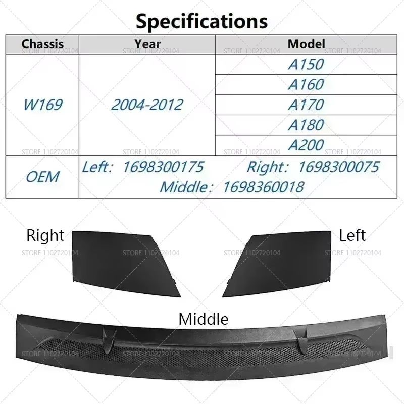 Front Hood Vent Grille Cover For Mercedes Benz AClass W169 20042012 OEM Replacement 1