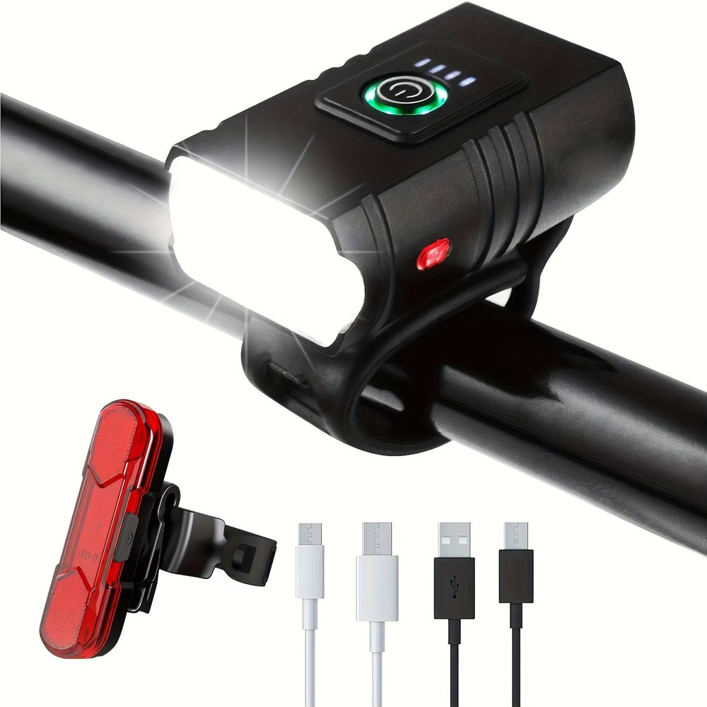 UltraBright USB Rechargeable Bicycle Light Set  Aluminum Alloy Headlight With Six Modes  Rear Taill 2
