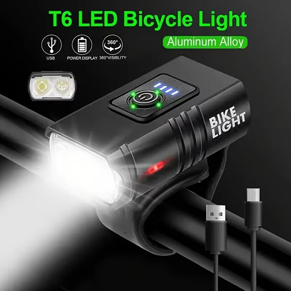 UltraBright USB Rechargeable Bicycle Light Set  Aluminum Alloy Headlight With Six Modes  Rear Taill 3