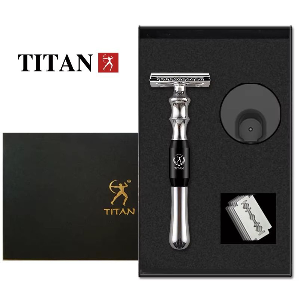 Titan HighQuality Safety Razor For Men  Metal Handle Shaving Razor With Replaceable Blades 10