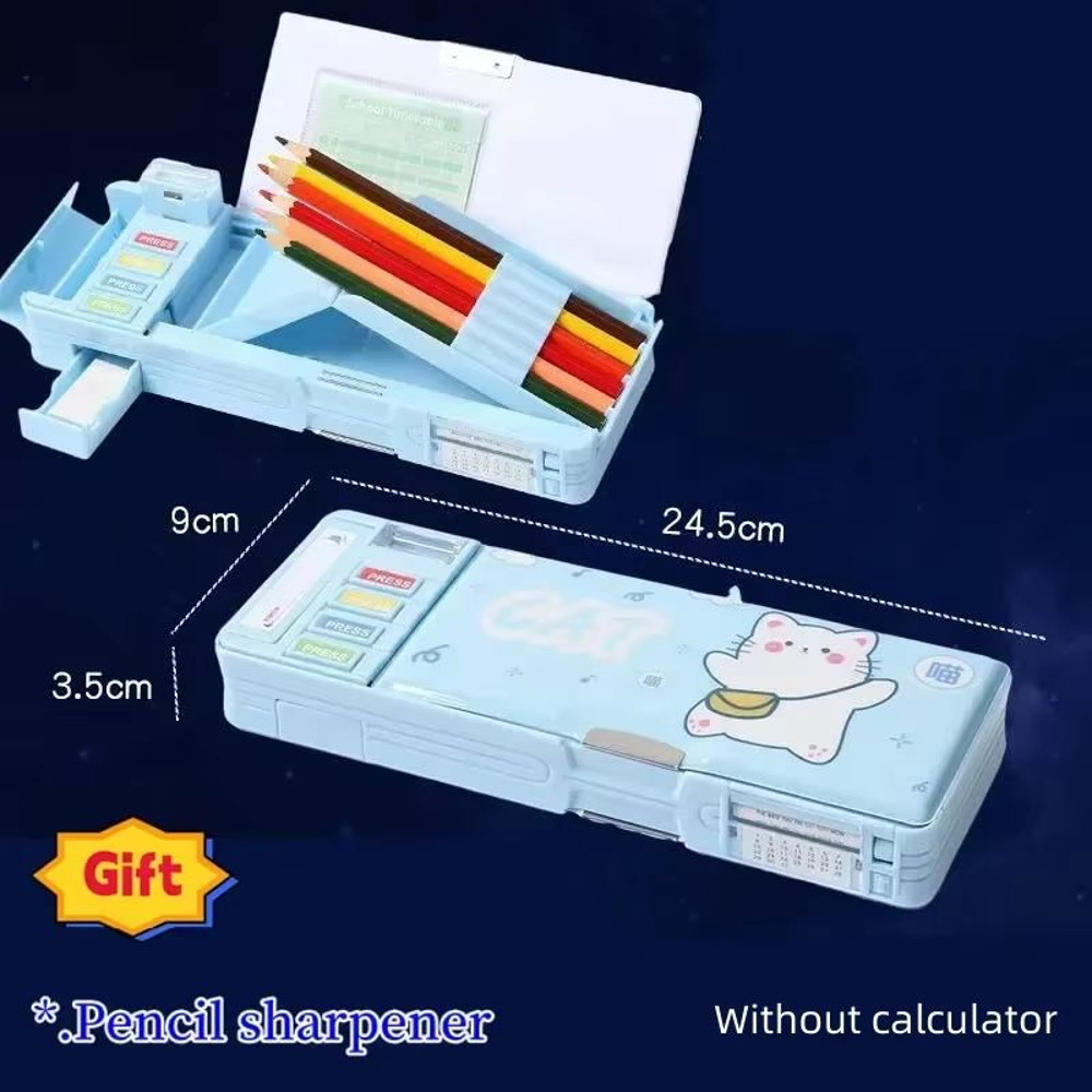 MultiFunctional Stationery Box For Students  Magnetic DoubleSided Pencil Case With Calculator  Shar 10