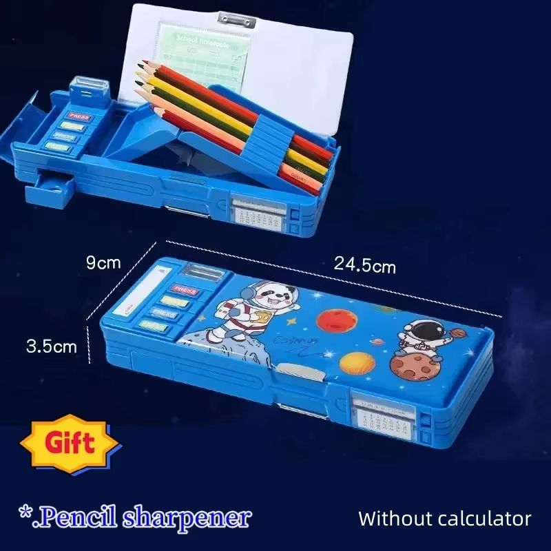 MultiFunctional Stationery Box For Students  Magnetic DoubleSided Pencil Case With Calculator  Shar 11