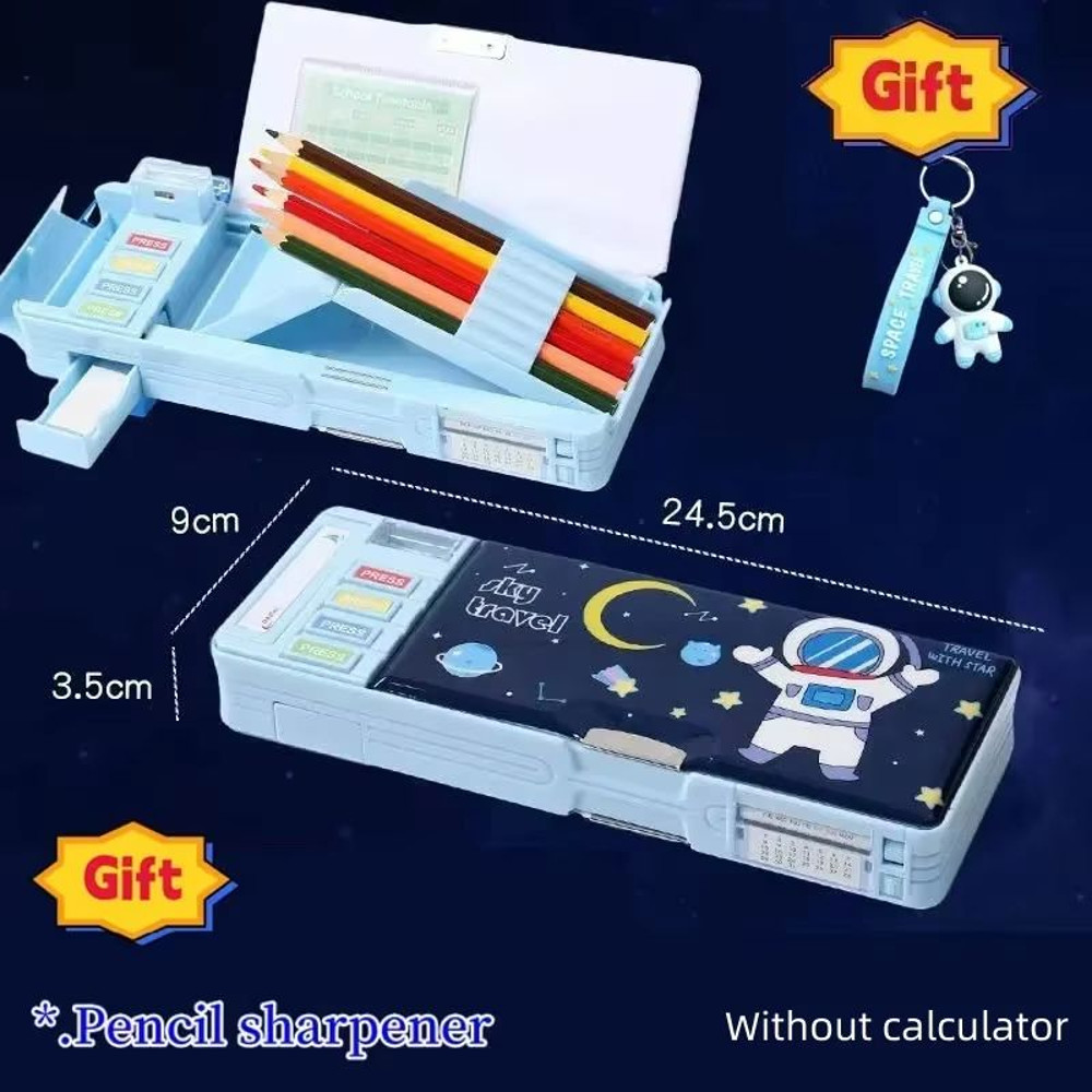 MultiFunctional Stationery Box For Students  Magnetic DoubleSided Pencil Case With Calculator  Shar 13