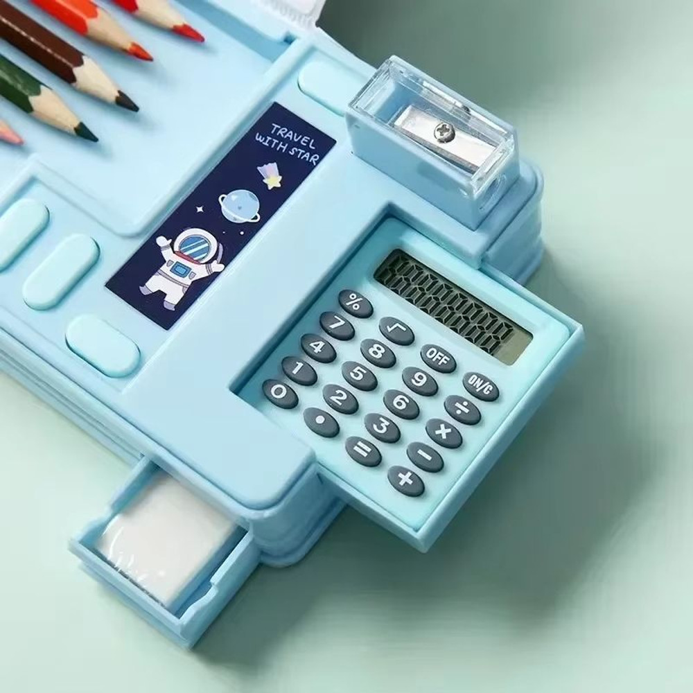 MultiFunctional Stationery Box For Students  Magnetic DoubleSided Pencil Case With Calculator  Shar 1