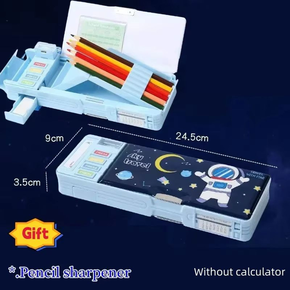 MultiFunctional Stationery Box For Students  Magnetic DoubleSided Pencil Case With Calculator  Shar 7