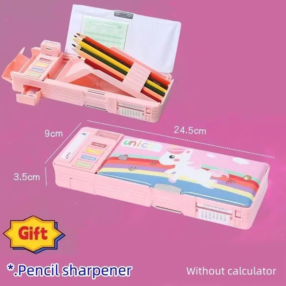 MultiFunctional Stationery Box For Students  Magnetic DoubleSided Pencil Case With Calculator  Shar 8