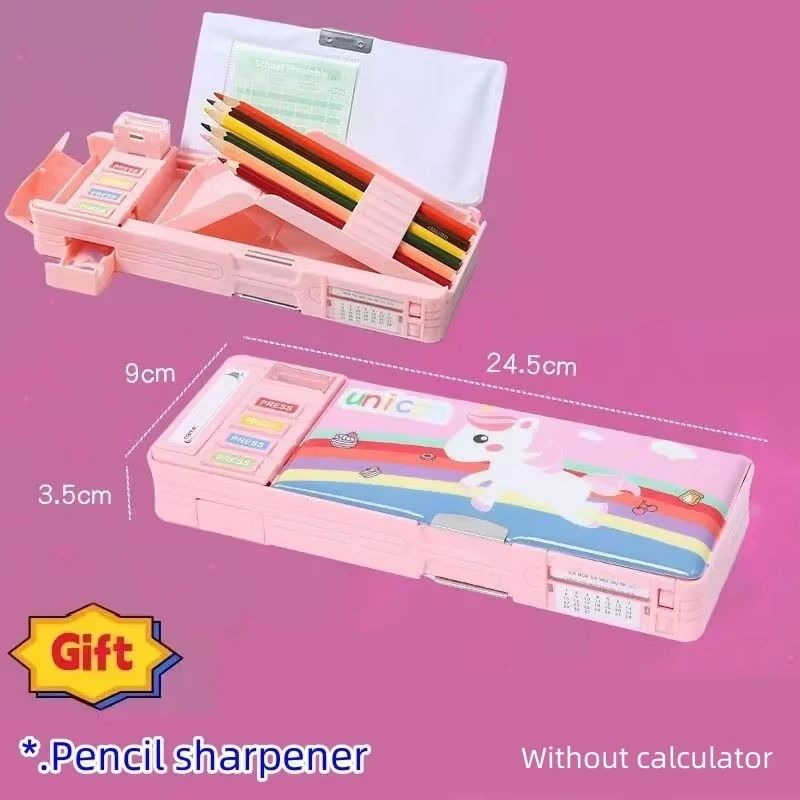 MultiFunctional Stationery Box For Students  Magnetic DoubleSided Pencil Case With Calculator  Shar 8