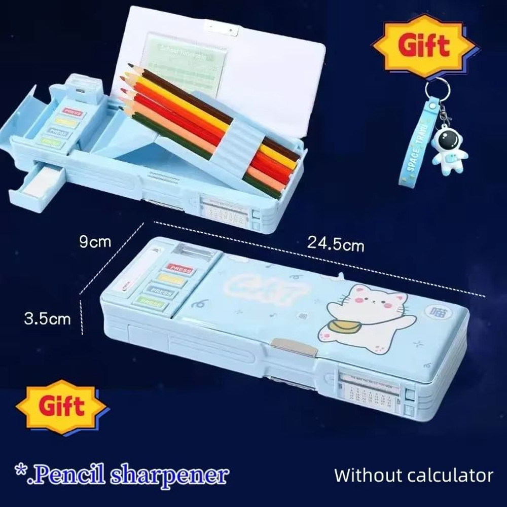 MultiFunctional Stationery Box For Students  Magnetic DoubleSided Pencil Case With Calculator  Shar 16