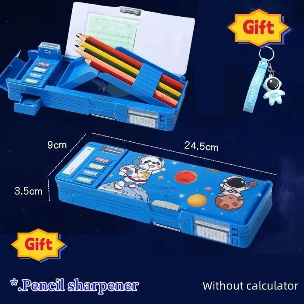 MultiFunctional Stationery Box For Students  Magnetic DoubleSided Pencil Case With Calculator  Shar 18