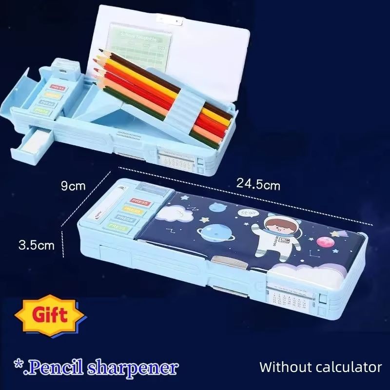 MultiFunctional Stationery Box For Students  Magnetic DoubleSided Pencil Case With Calculator  Shar 20