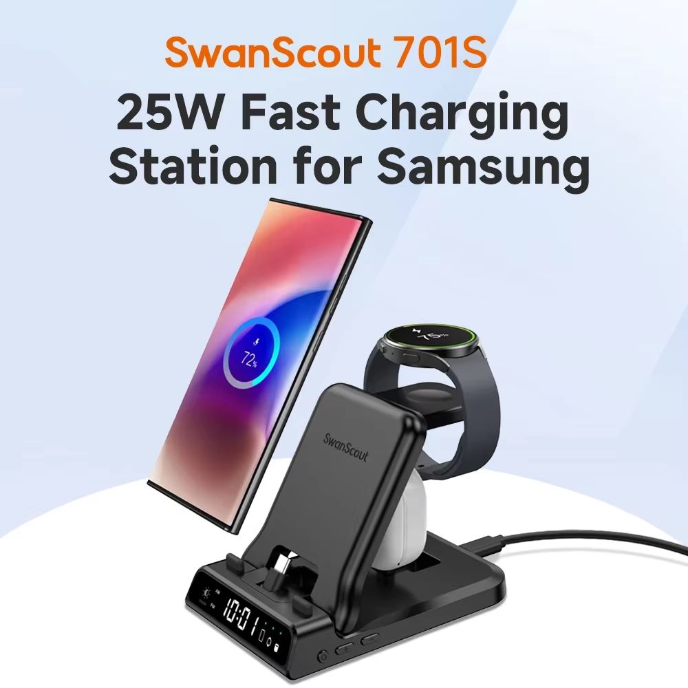 SwanScout 701S 3in1 Charging Station For Samsung Galaxy S25S24S23 Z Flip 7 Z Fold 6 Watch 876  Buds 0