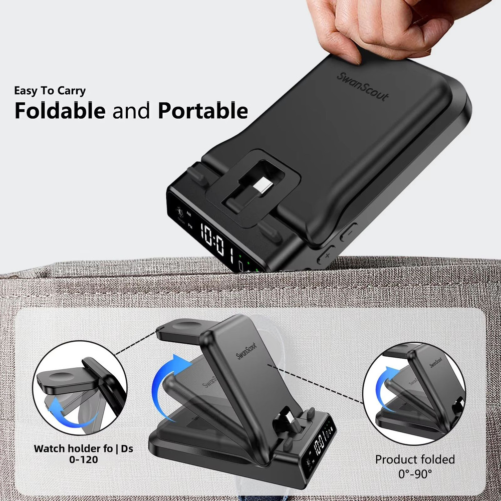 SwanScout 701S 3in1 Charging Station For Samsung Galaxy S25S24S23 Z Flip 7 Z Fold 6 Watch 876  Buds 5