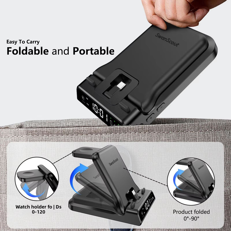SwanScout 701S 3in1 Charging Station For Samsung Galaxy S25S24S23 Z Flip 7 Z Fold 6 Watch 876  Buds 5