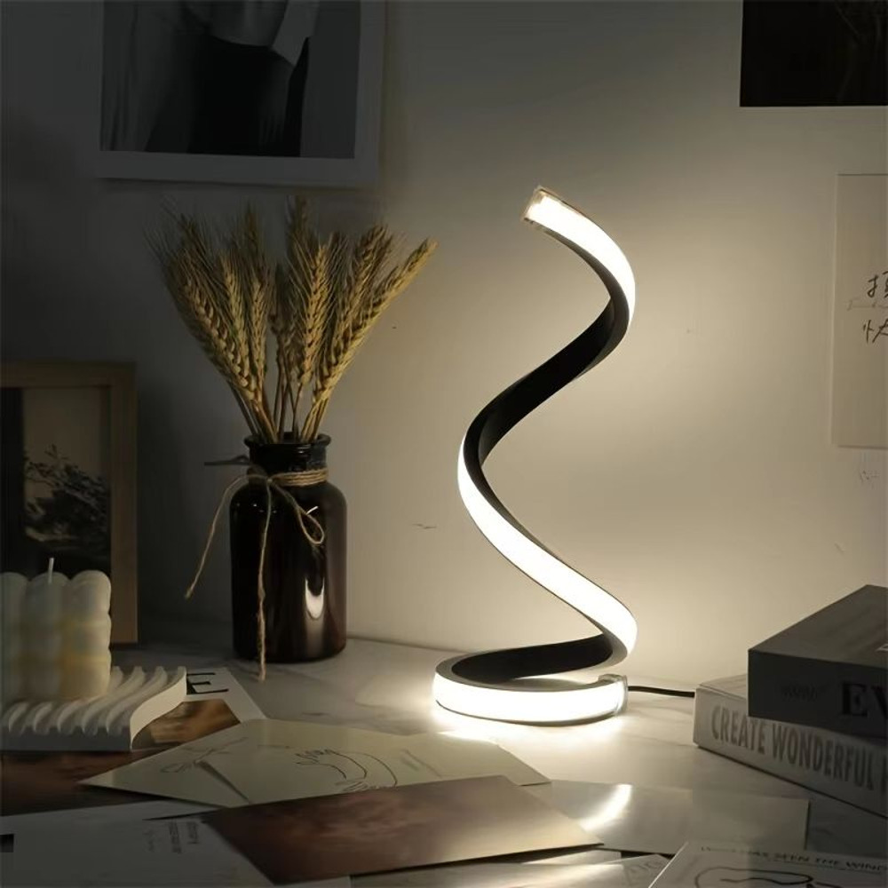 Modern Spiral LED Table Lamp With USB  Adjustable Brightness Warm White Light For Bedroom Living Ro 3