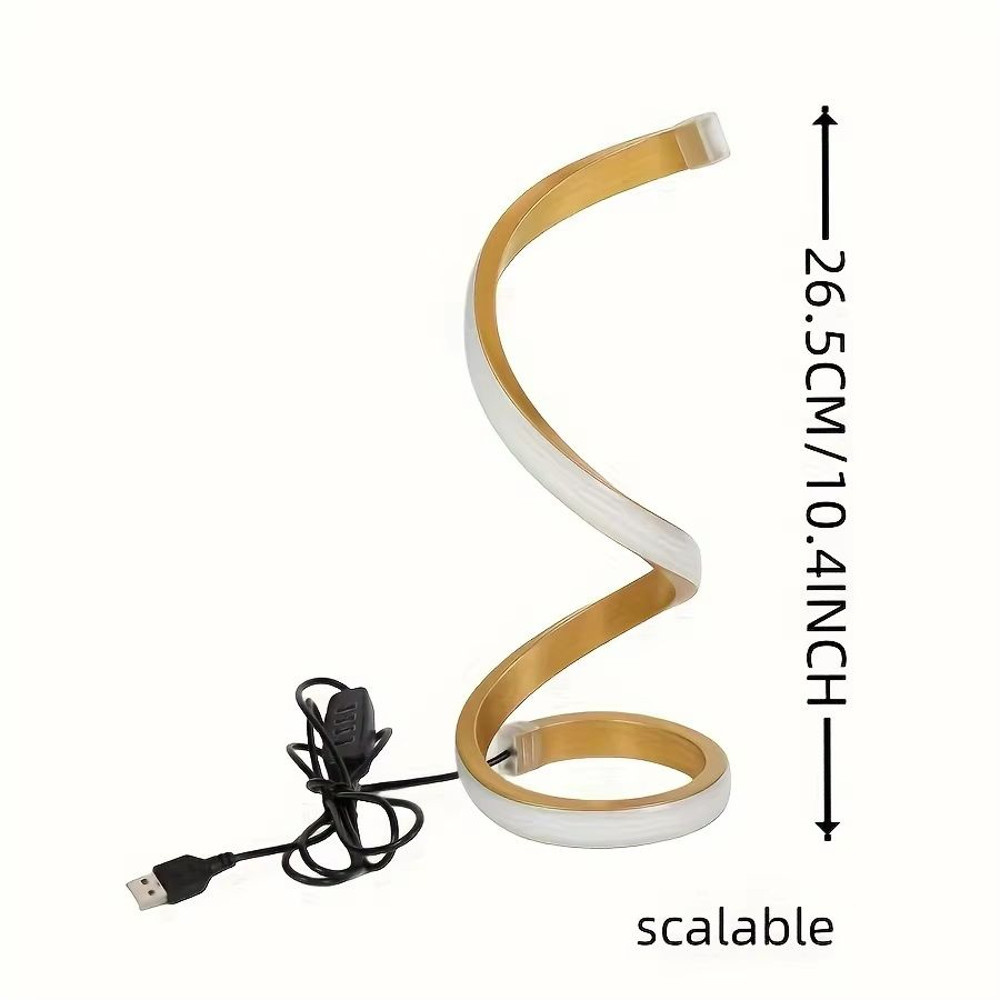 Modern Spiral LED Table Lamp With USB  Adjustable Brightness Warm White Light For Bedroom Living Ro 6
