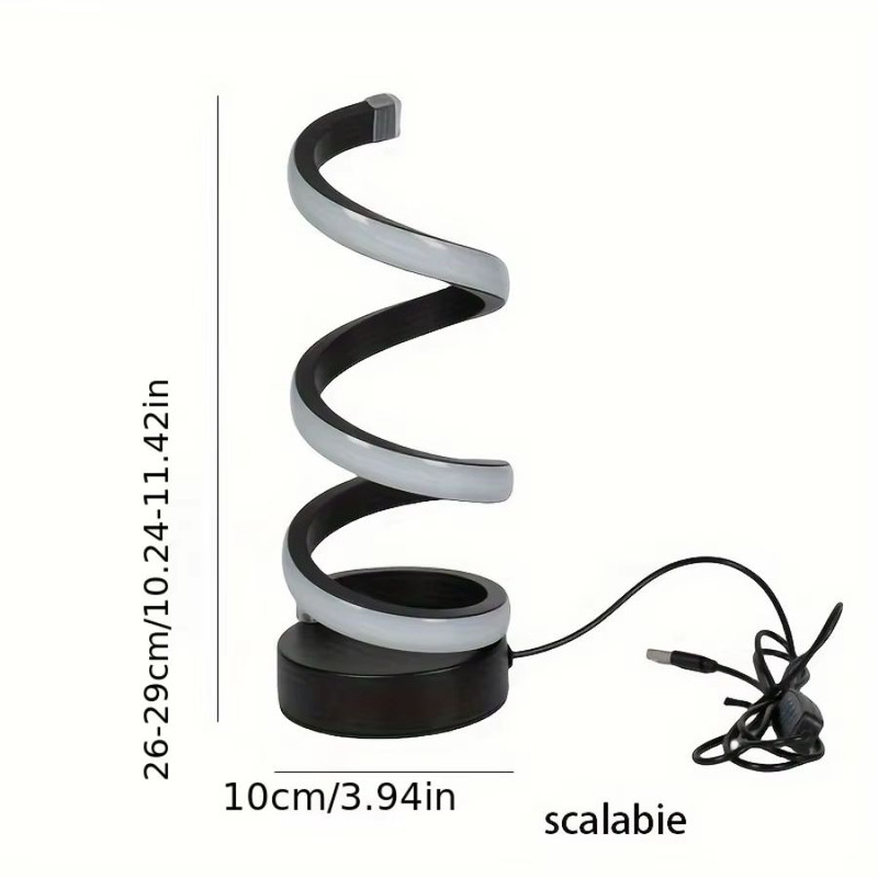 Modern Spiral LED Table Lamp With USB  Adjustable Brightness Warm White Light For Bedroom Living Ro 7