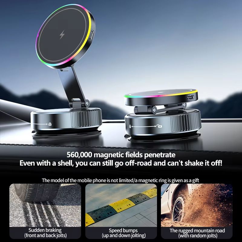 15W Magnetic Wireless Car Charger  MultiAngle Rotation Phone Holder For IPhone 1216 Pro Max 2