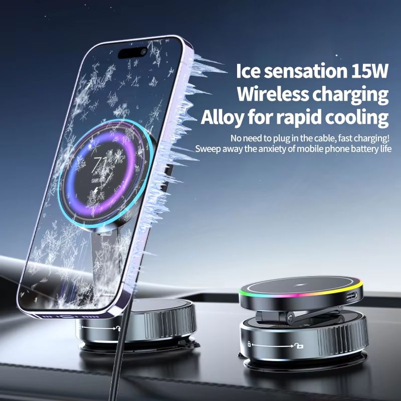 15W Magnetic Wireless Car Charger  MultiAngle Rotation Phone Holder For IPhone 1216 Pro Max 4