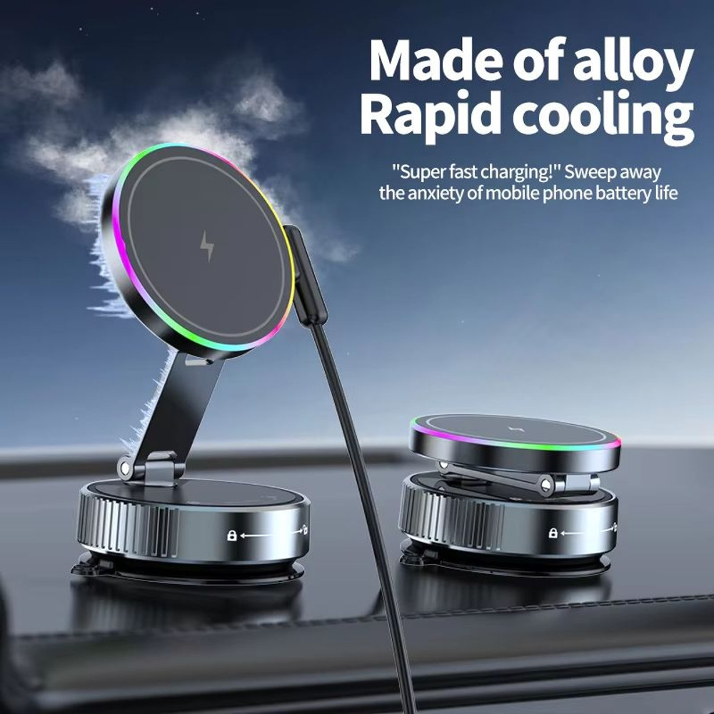 15W Magnetic Wireless Car Charger  MultiAngle Rotation Phone Holder For IPhone 1216 Pro Max 5