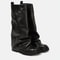 Womens Autumn Winter Calf Boots Pleated Leather MidLeg Design With Thick High Heels 3