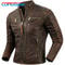 Mens Genuine Leather Motorcycle Jacket Retro Brown Cowhide Stand Collar Biker Jacket 0