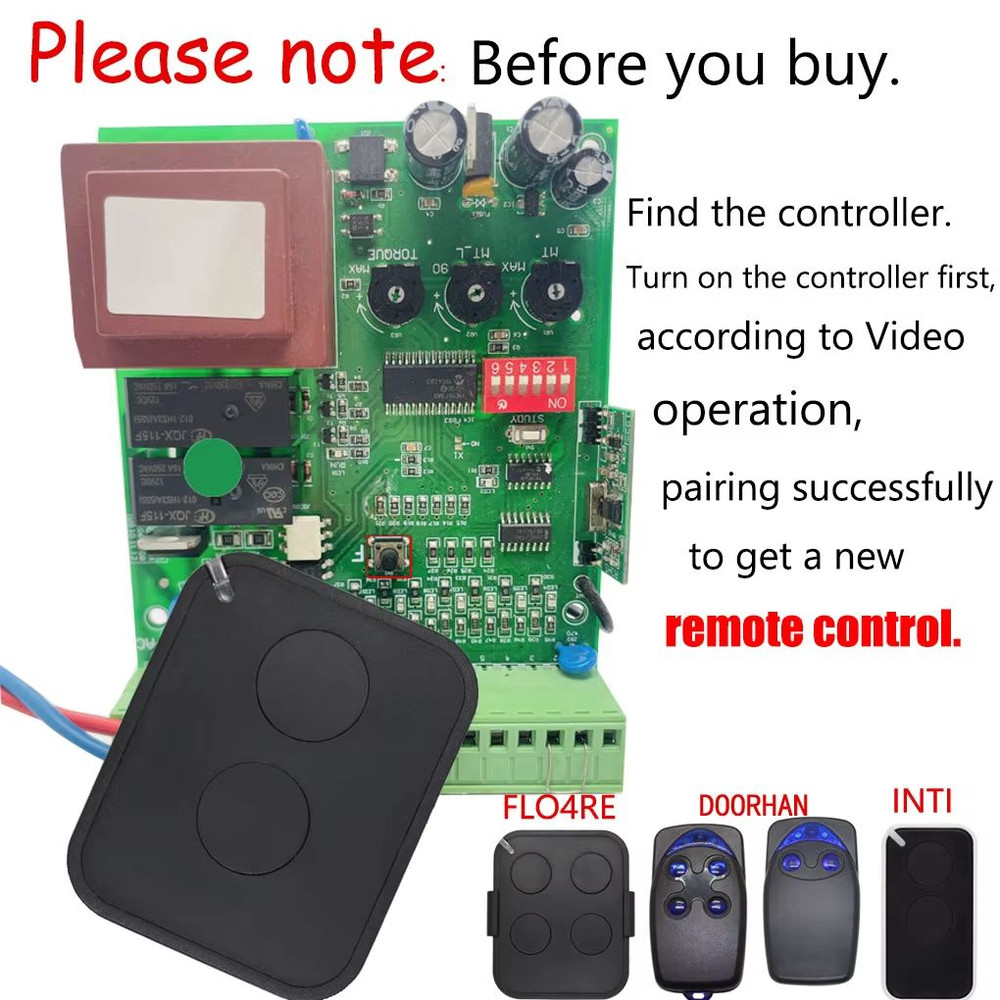 2PCS FLOR FLO2RS Garage Gate Remote Control  43392MHz Rolling Code Compatible With FLO4RS ON1 ON2 O 1