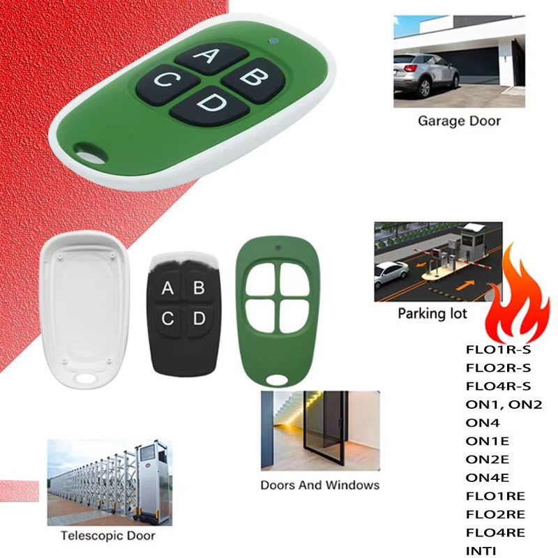 2PCS FLOR FLO2RS Garage Gate Remote Control  43392MHz Rolling Code Compatible With FLO4RS ON1 ON2 O 3