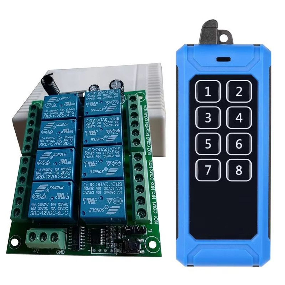 433MHz 8Channel RF Wireless Remote Control Switch  DC 12V24V Relay Receiver With Industrial Transmi 0