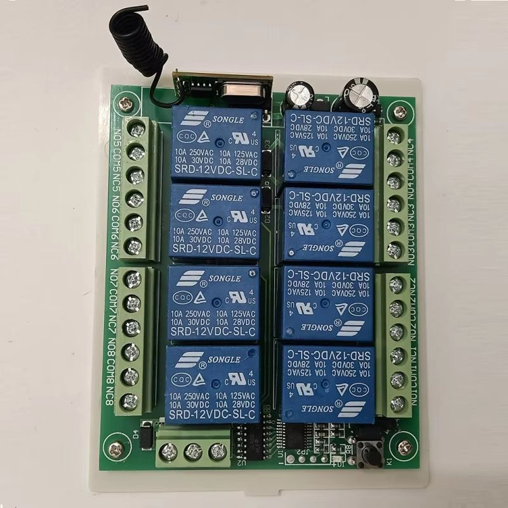 433MHz 8Channel RF Wireless Remote Control Switch  DC 12V24V Relay Receiver With Industrial Transmi 4