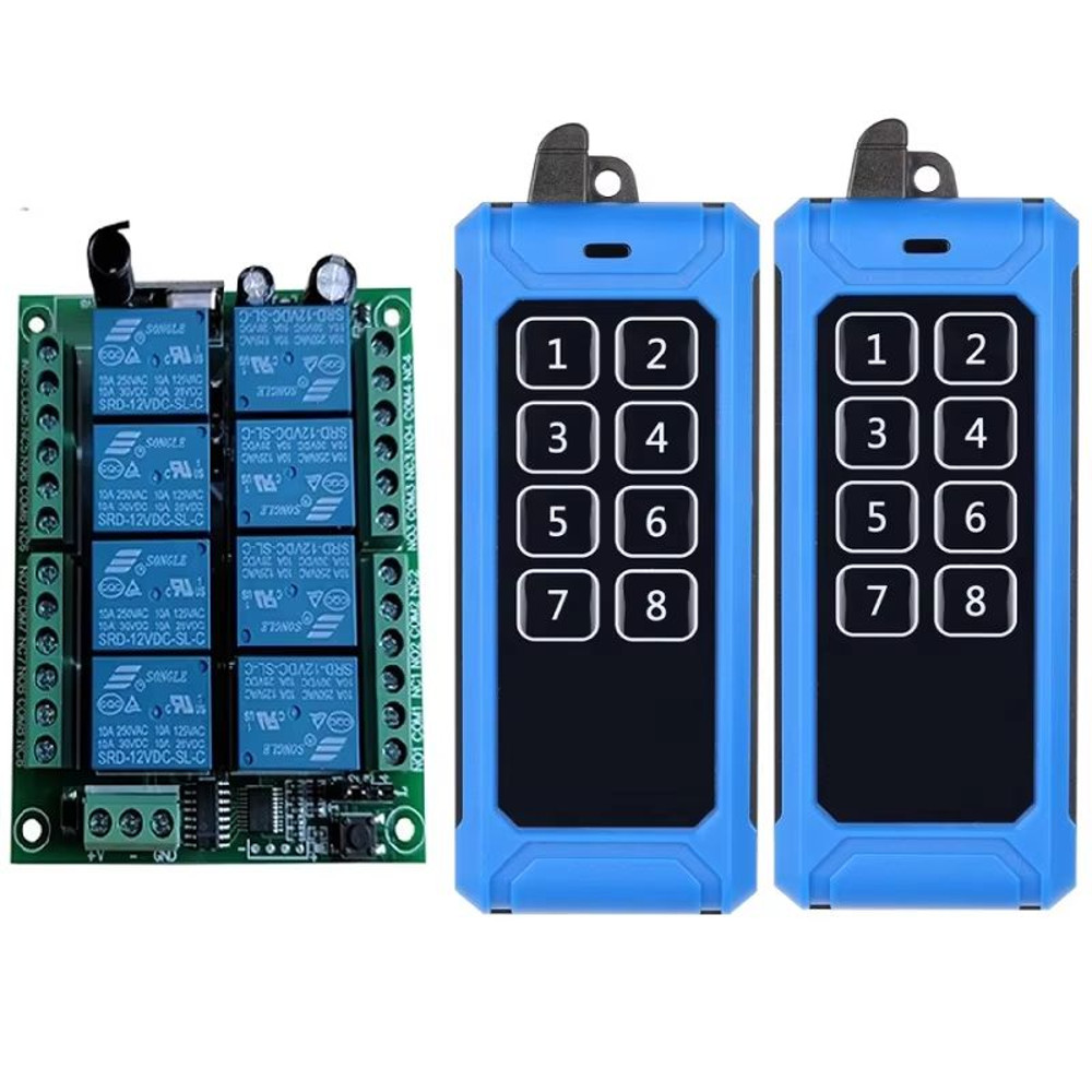 433MHz 8Channel RF Wireless Remote Control Switch  DC 12V24V Relay Receiver With Industrial Transmi 8